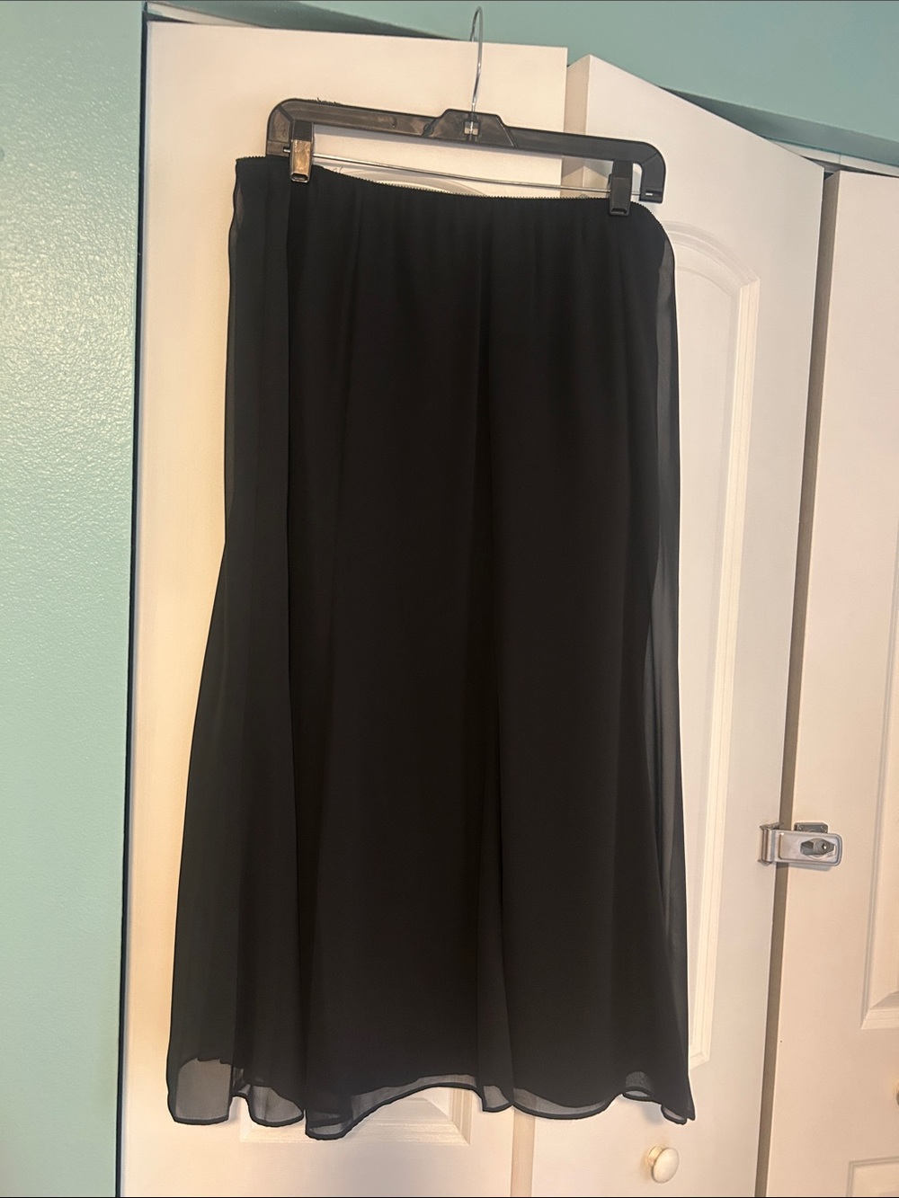 Alex Evenings Black Midi Chiffon Overlay Skirt